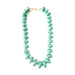 bright light mint chunky beaded necklace with gold clasp on white background