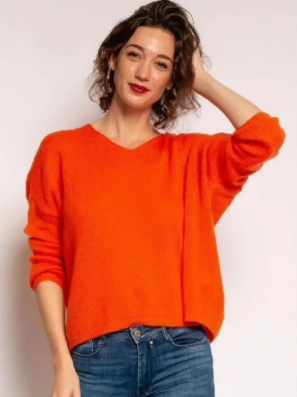 Ialian Soft & Comfortable V-Neck Knit Sweater One Size