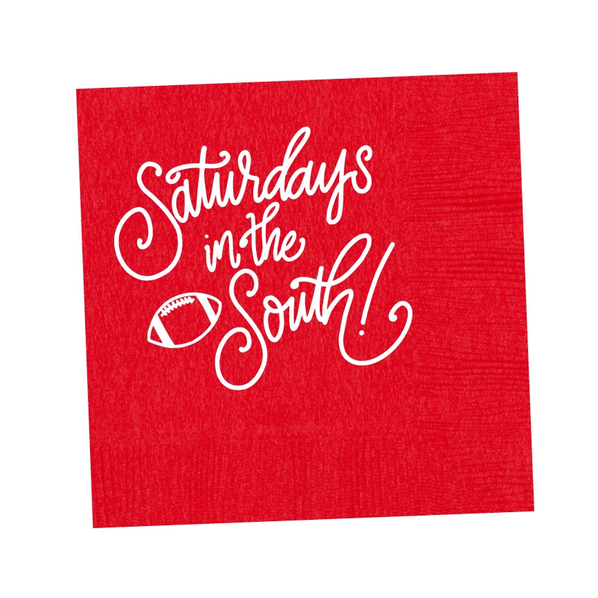 Saturdays in the South Beverage Napkins- Red