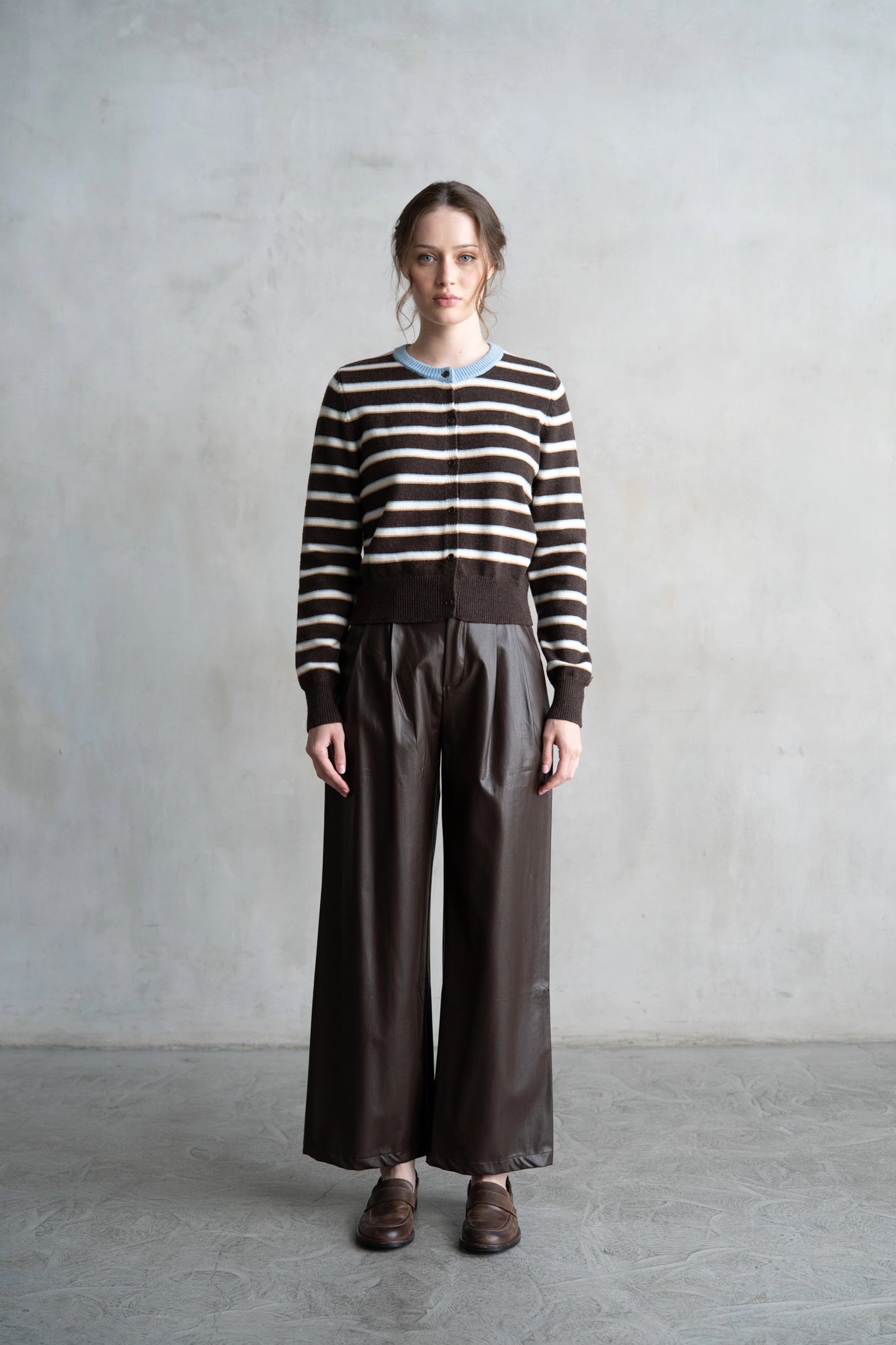 The Ellie Striped Crew Neck Contrast Cardigan