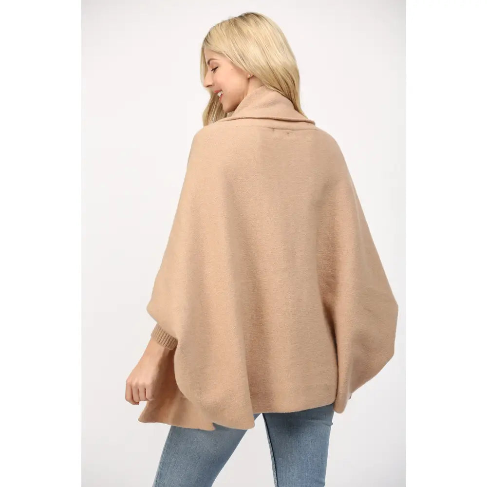 Shawl Collar Open Cardigan - Taupe