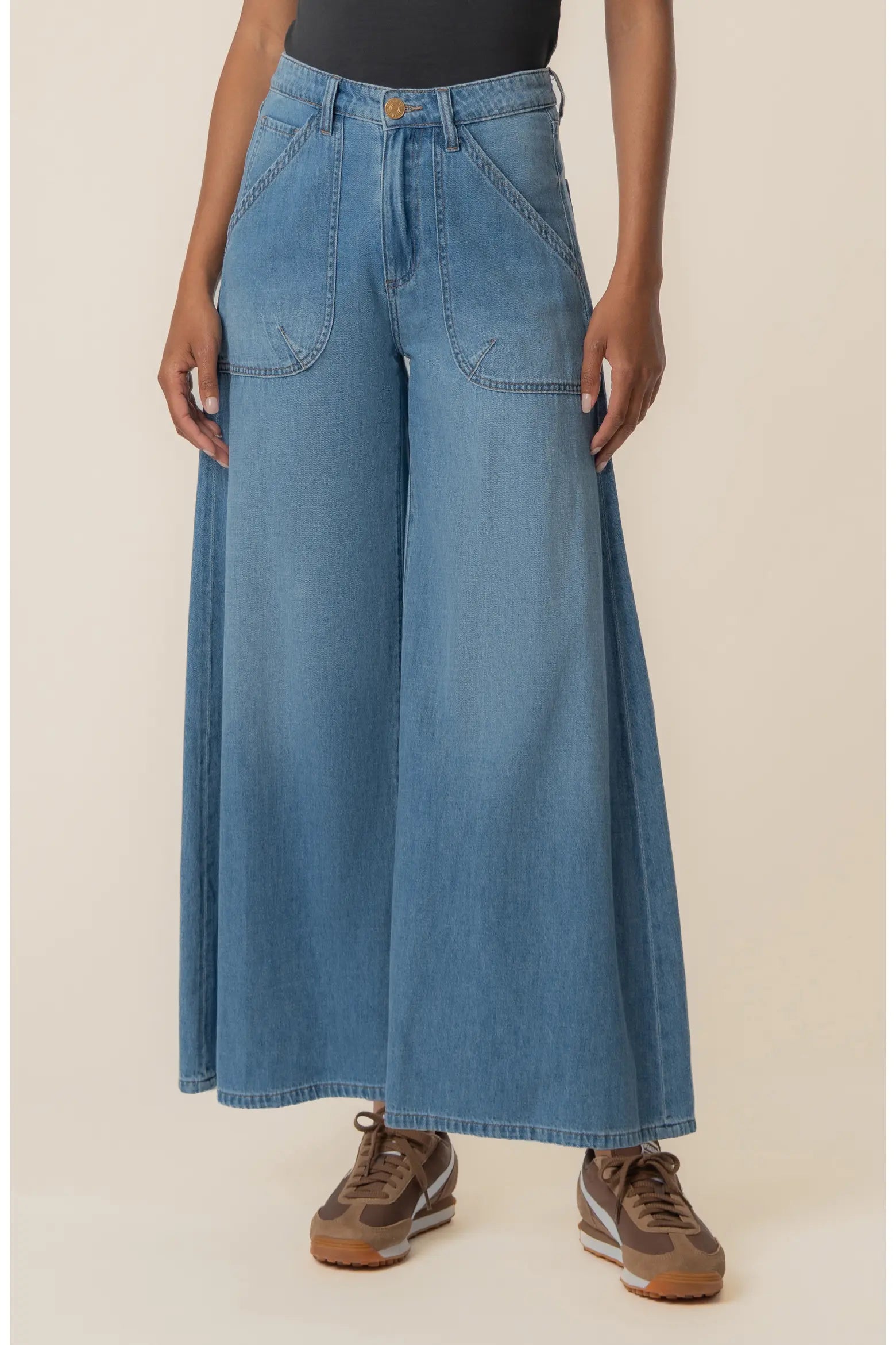 Blake High Rise Super Wide Leg - Simulated Wash