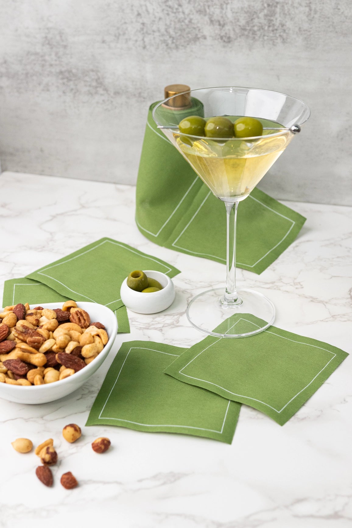 Olive Cocktail Napkin Roll-  Olive Green