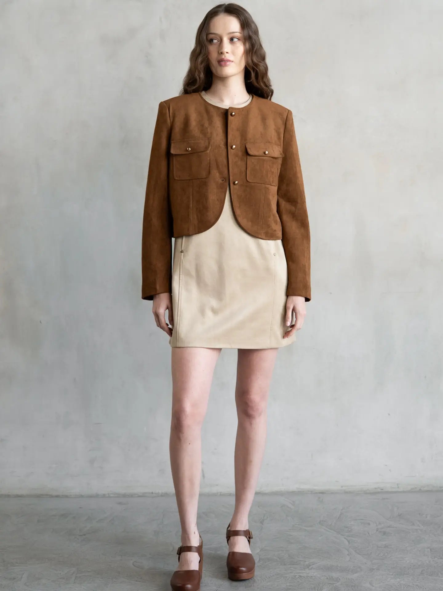 The Parisian Suede Utility Crop Jacket