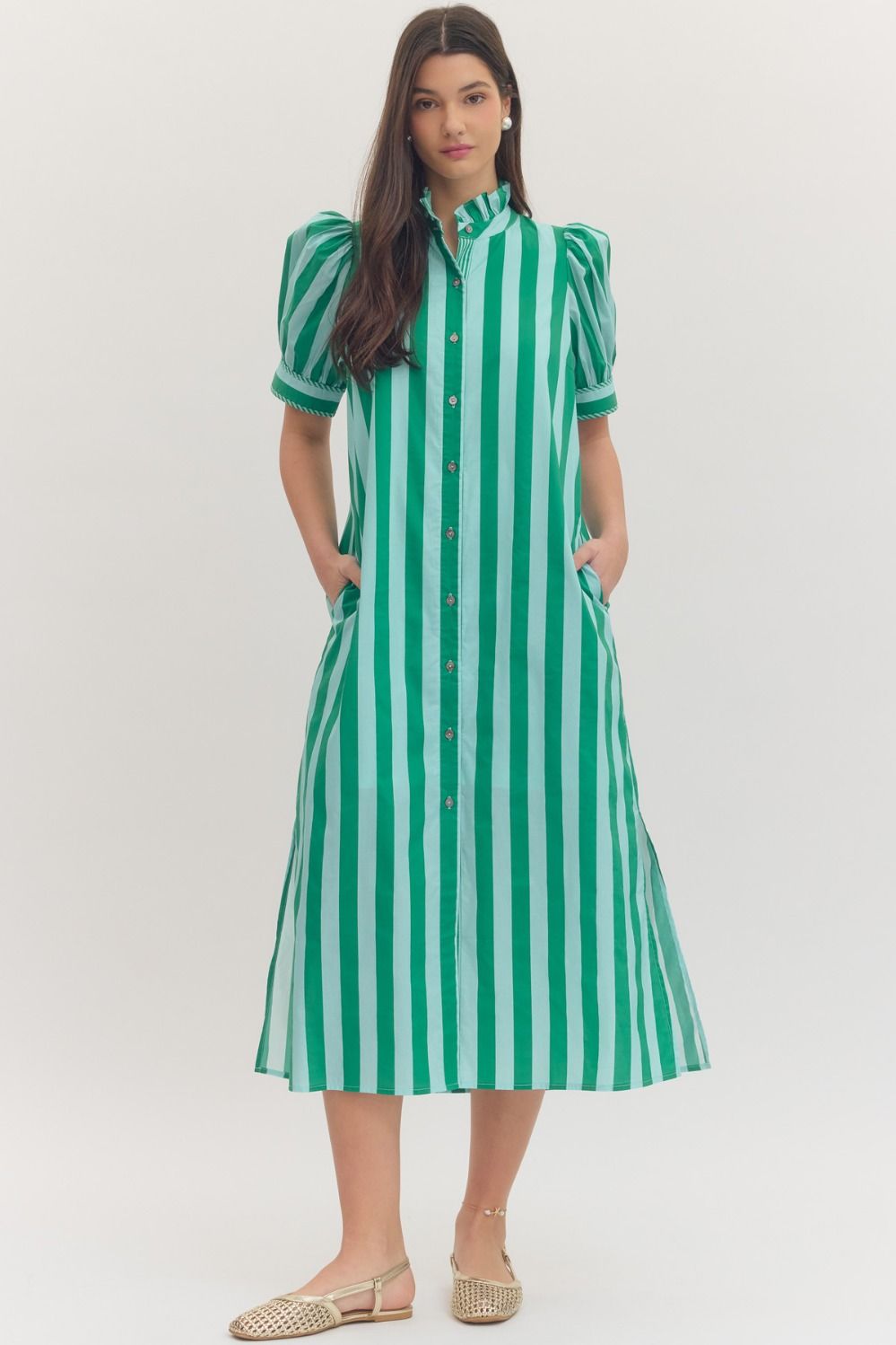 The Striped Dress- Green