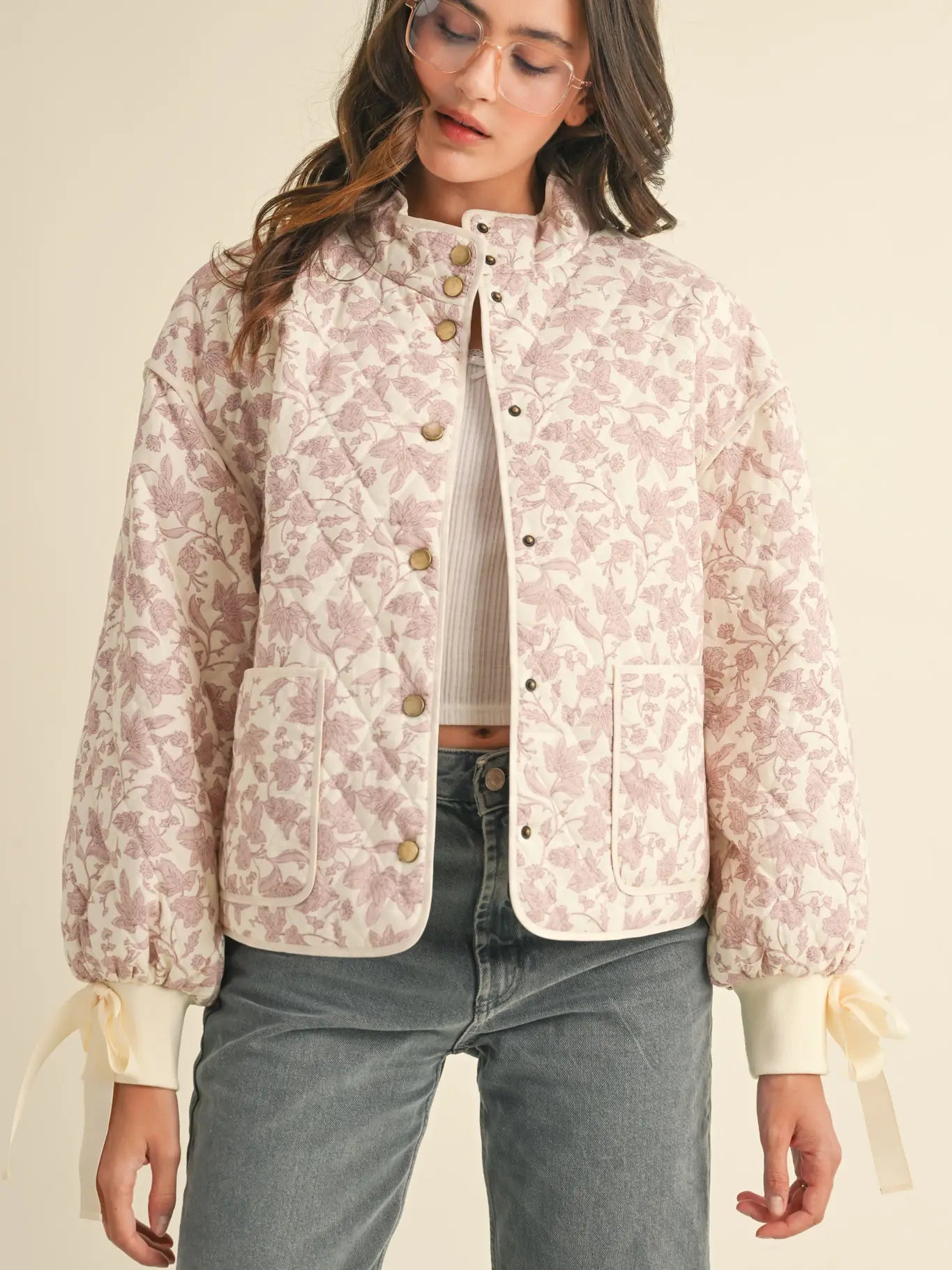 The Teddy Ivory Pink Floral Jacket