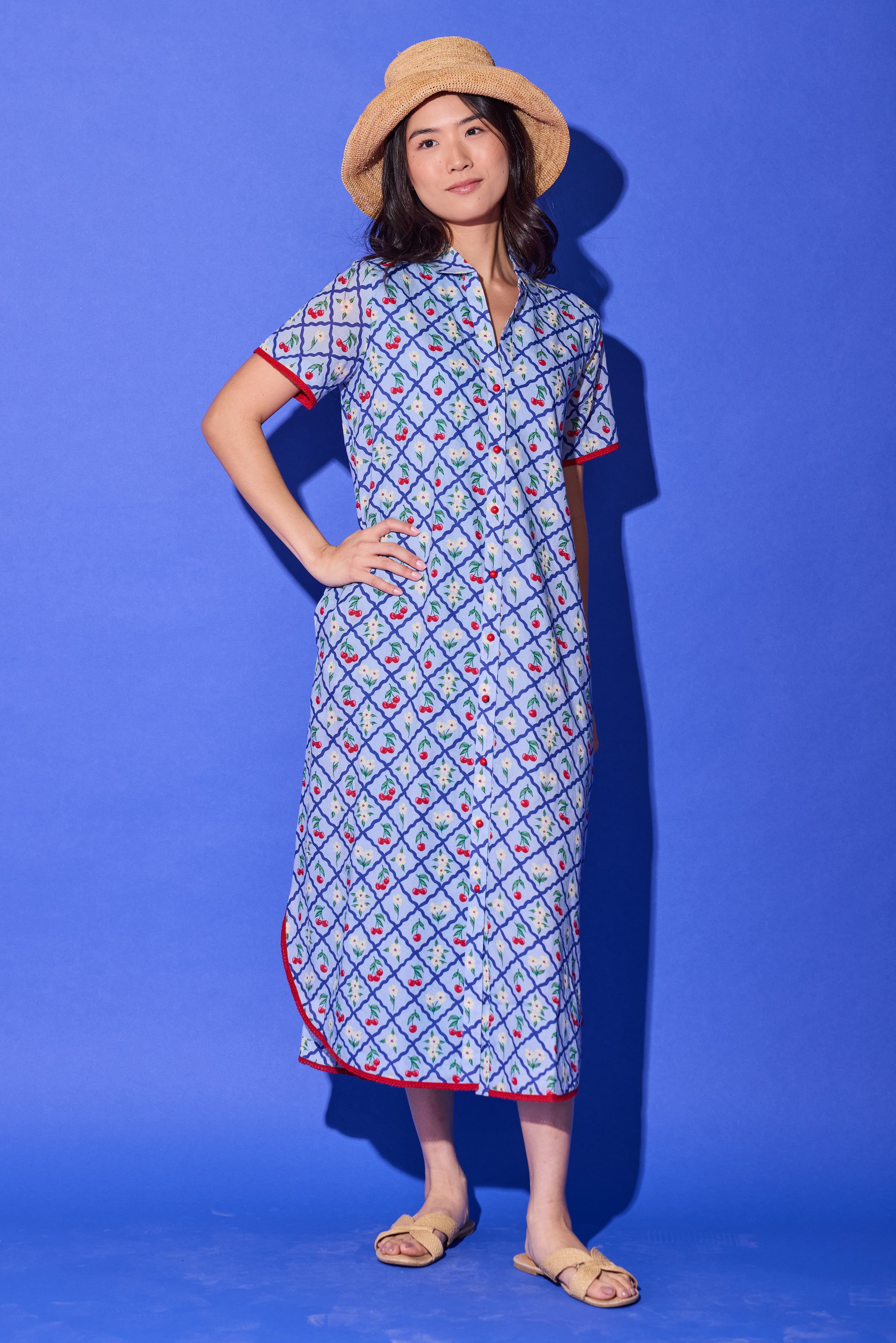 Josie Dress - Light Blue Cherry