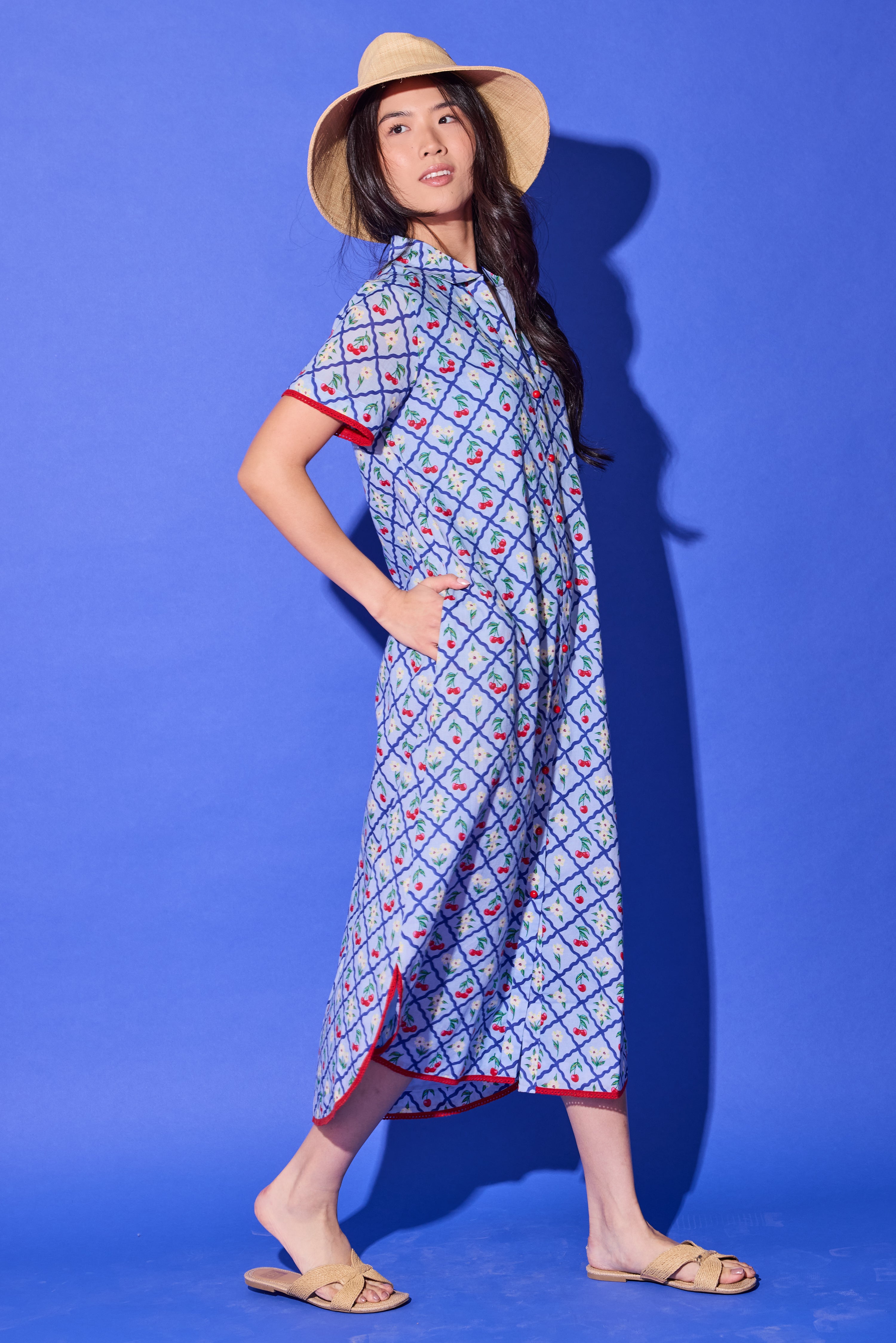Josie Dress - Light Blue Cherry