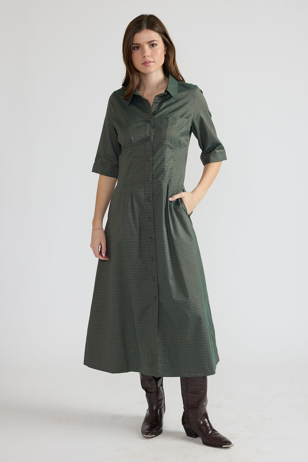 Justine Dress - Green Check
