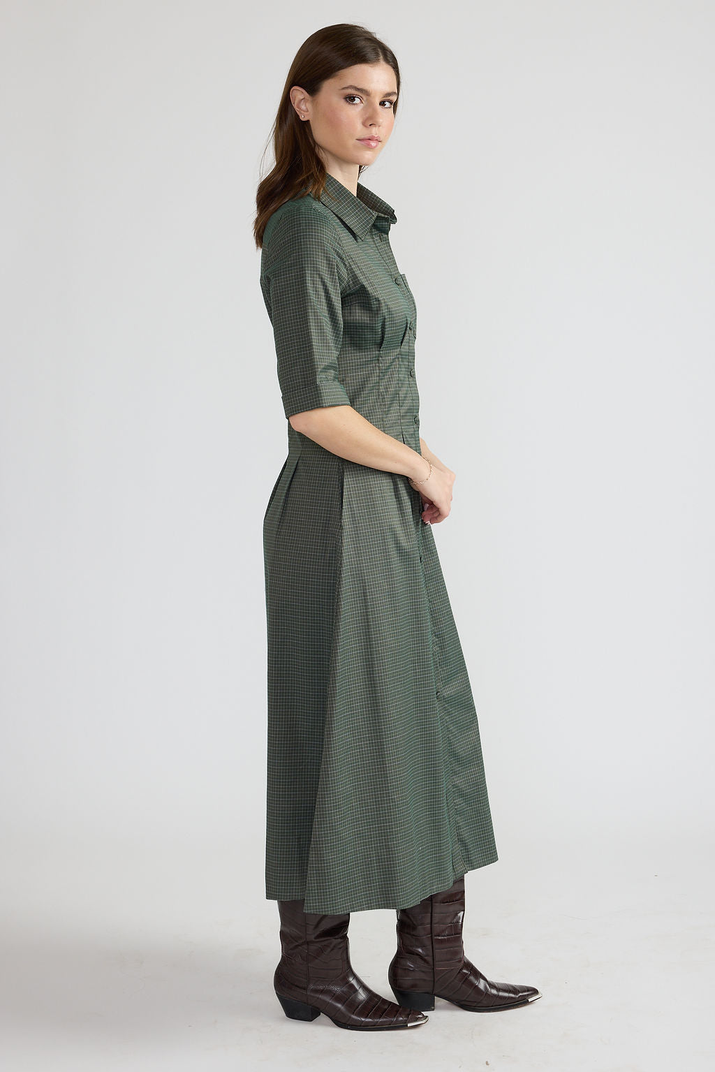 Justine Dress - Green Check