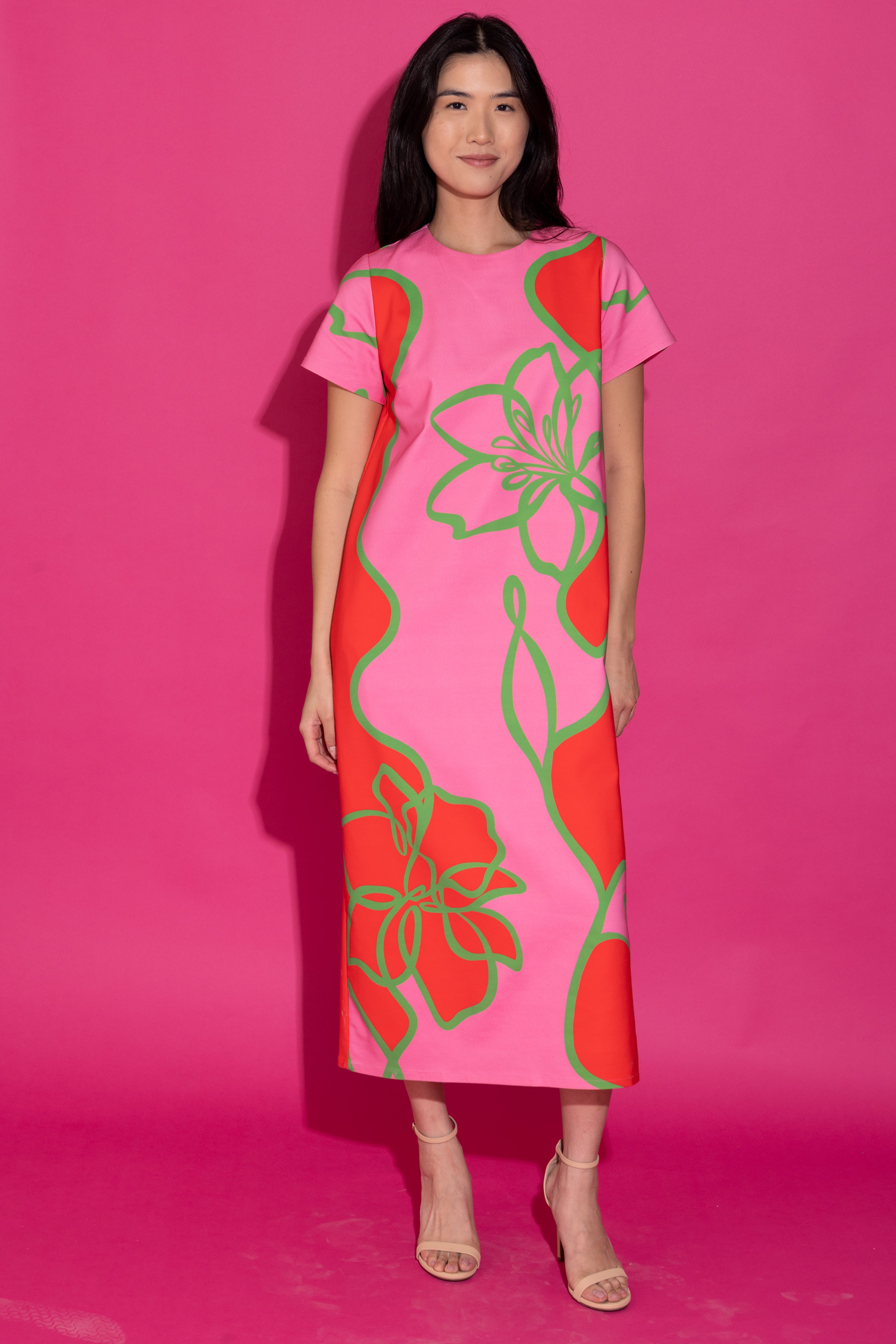 Elliot Dress - Fuschia Outline