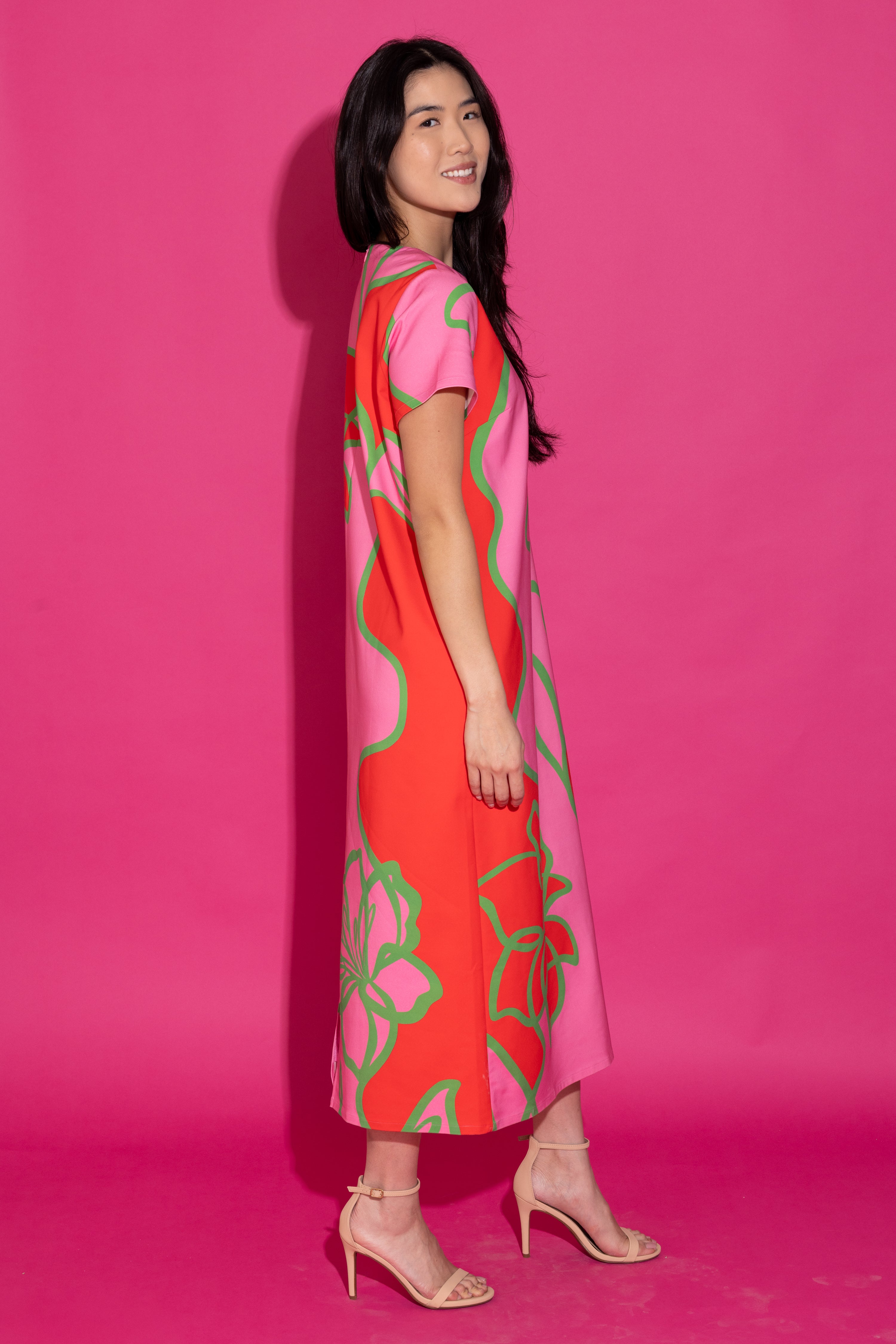Elliot Dress - Fuschia Outline