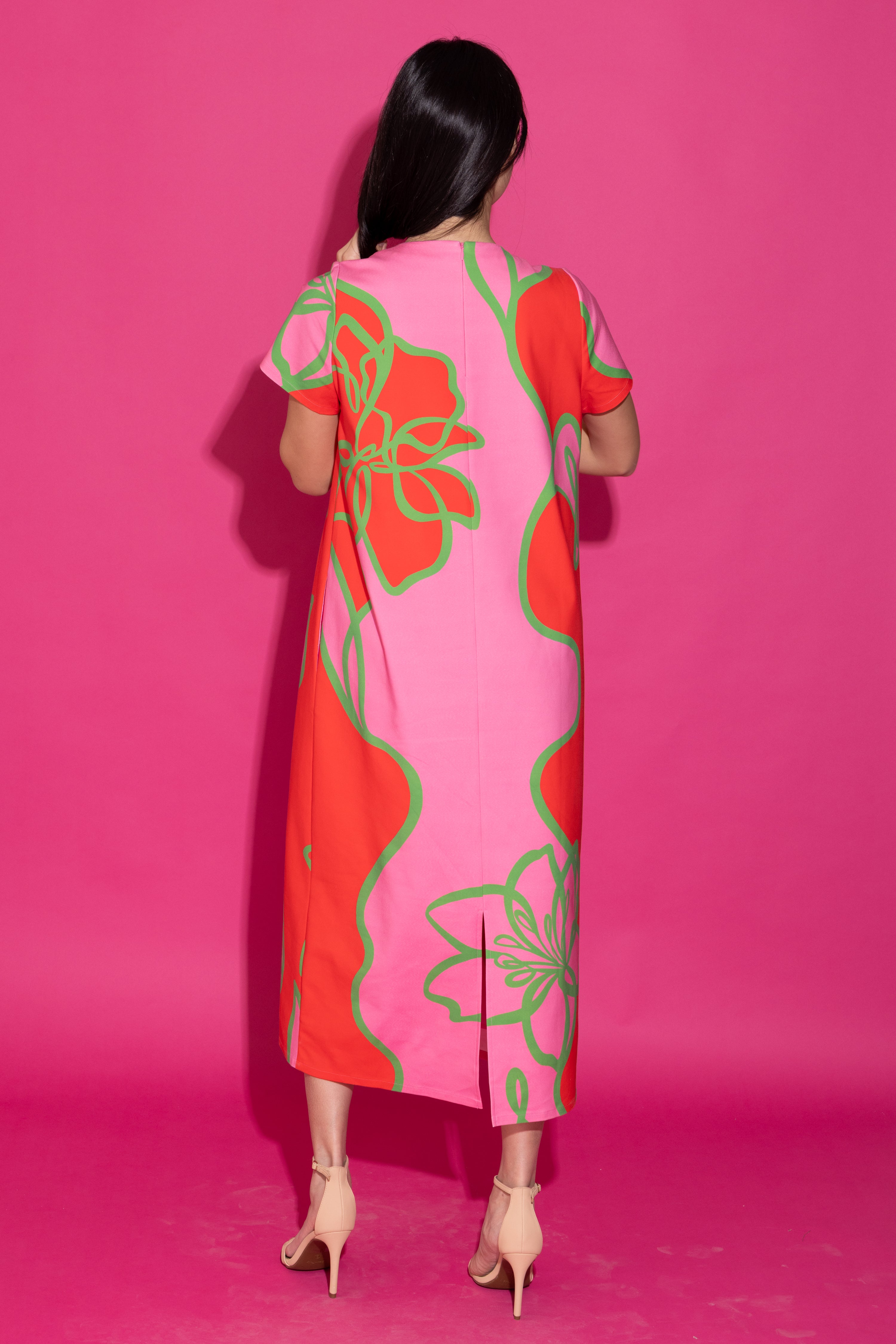 Elliot Dress - Fuschia Outline