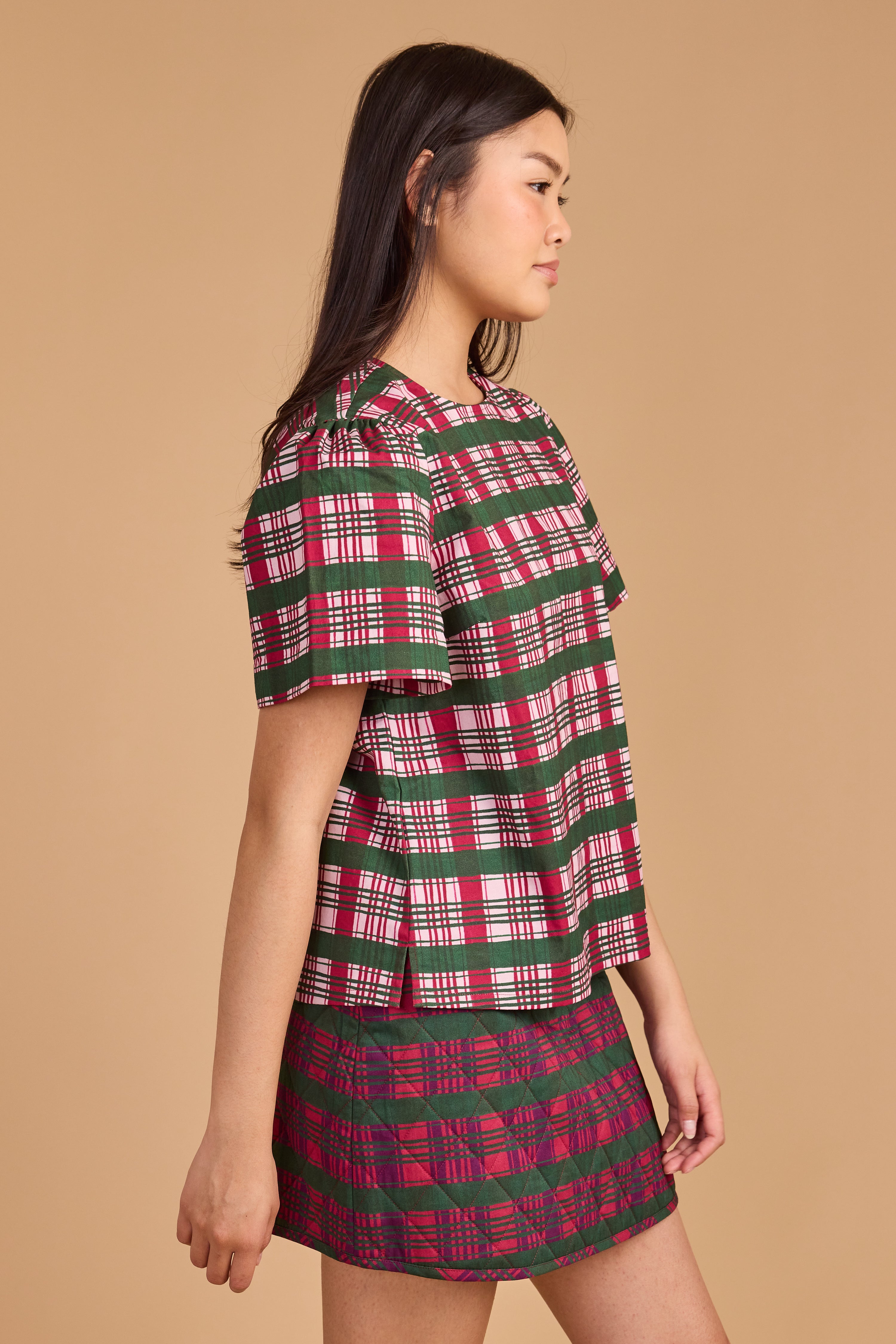 Jamie Top - Party Plaid Pale Rose