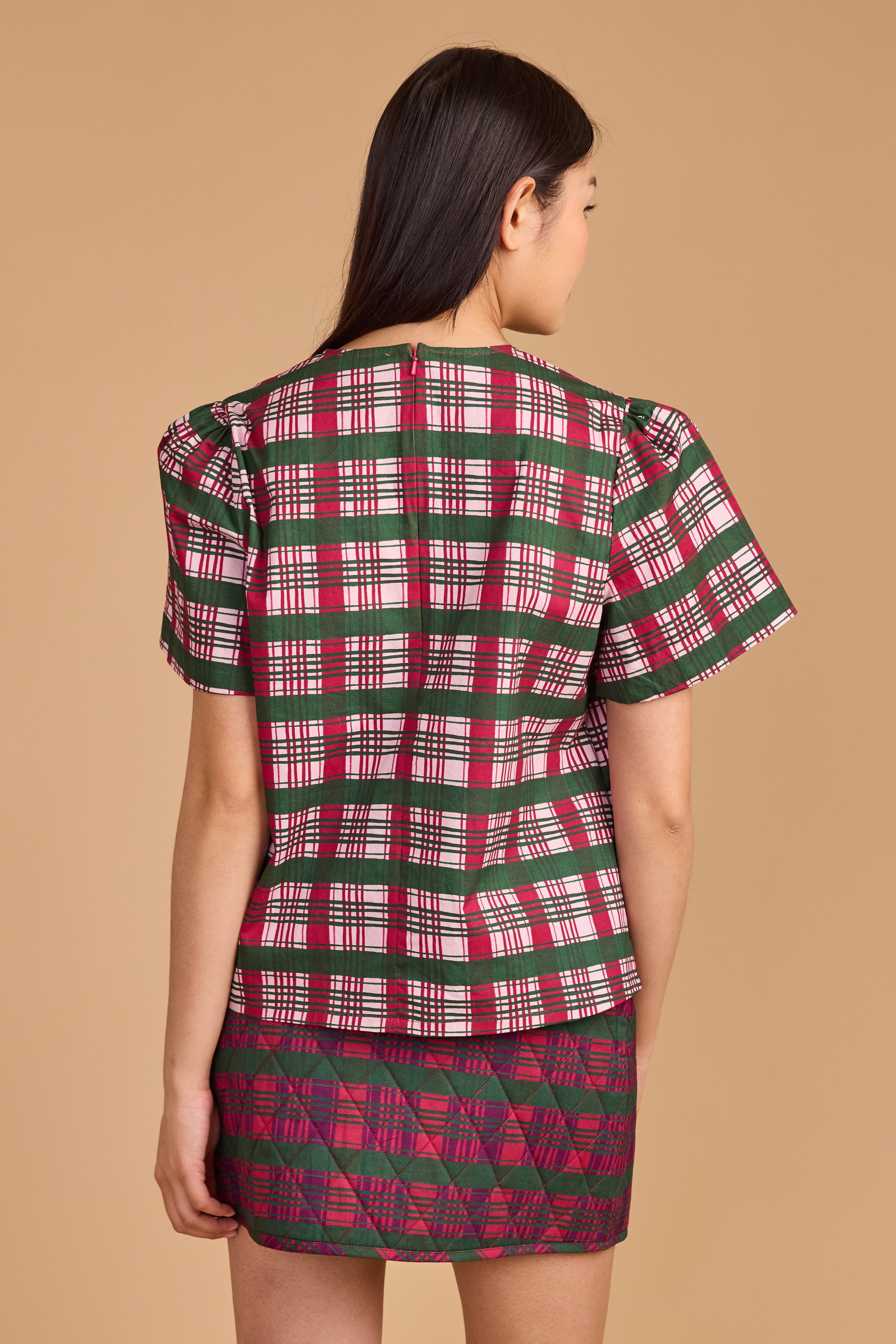 Jamie Top - Party Plaid Pale Rose