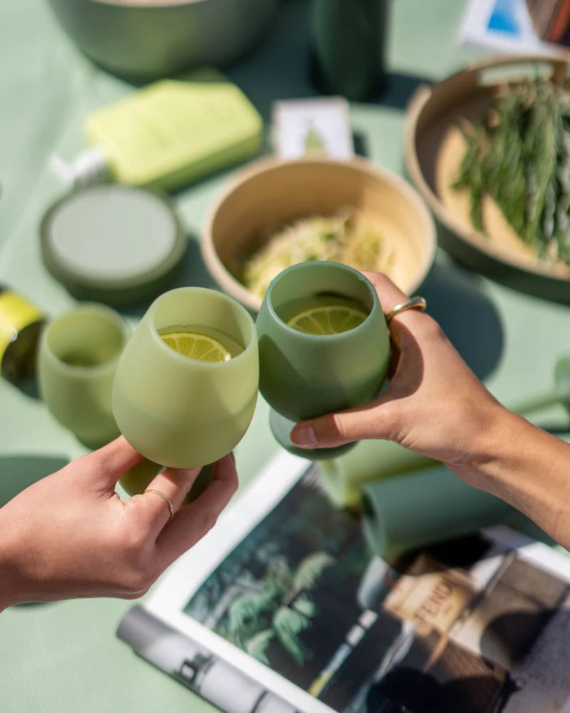 Sage + Olive | Stemm | Silicone Unbreakable Wine Glasses