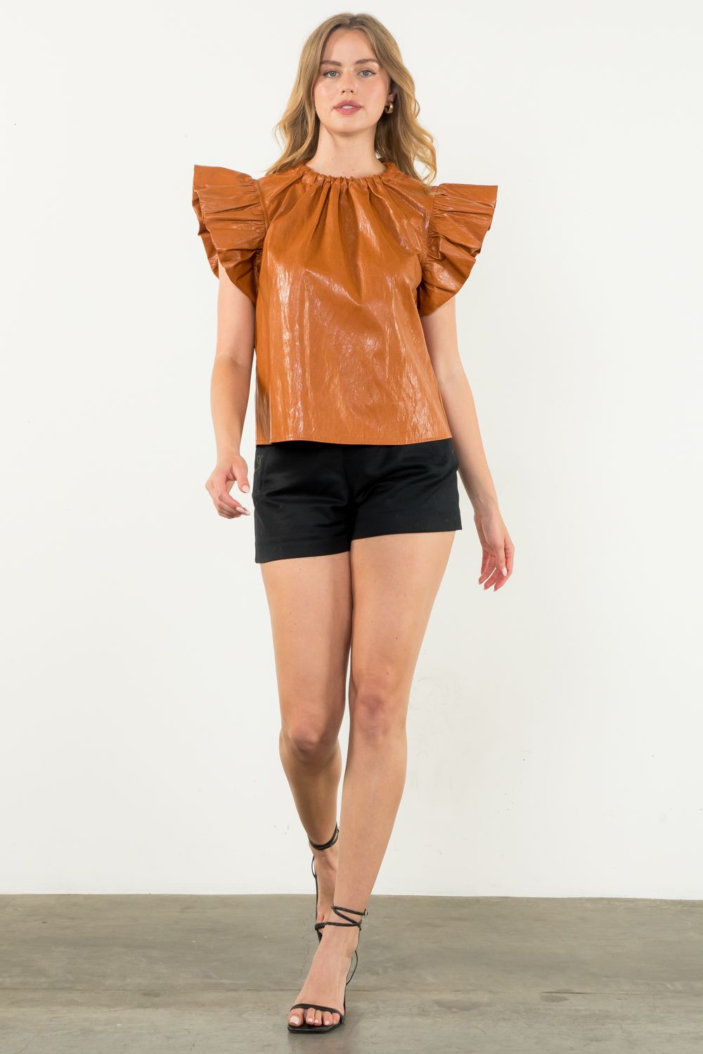 The Leather Ruffle Top- Two Color Ways