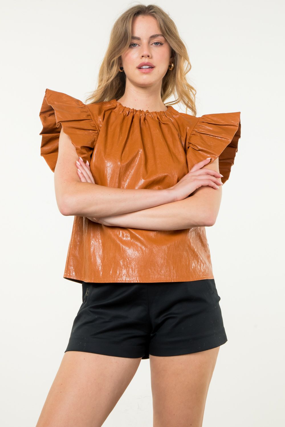 The Leather Ruffle Top- Two Color Ways