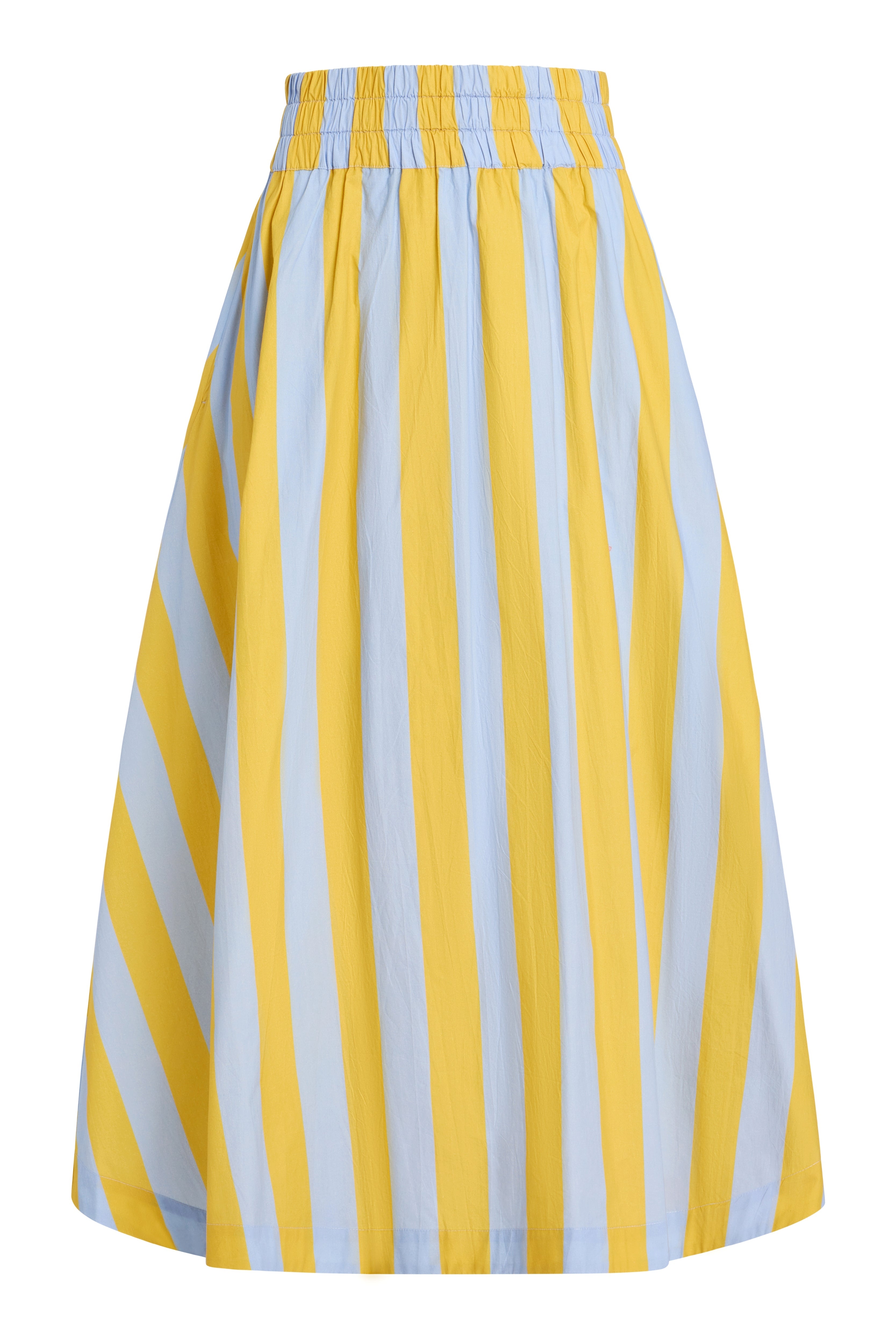 Yellow and blue striped skirt on a white background