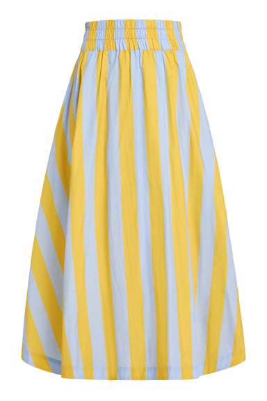 Yellow and blue striped skirt on a white background