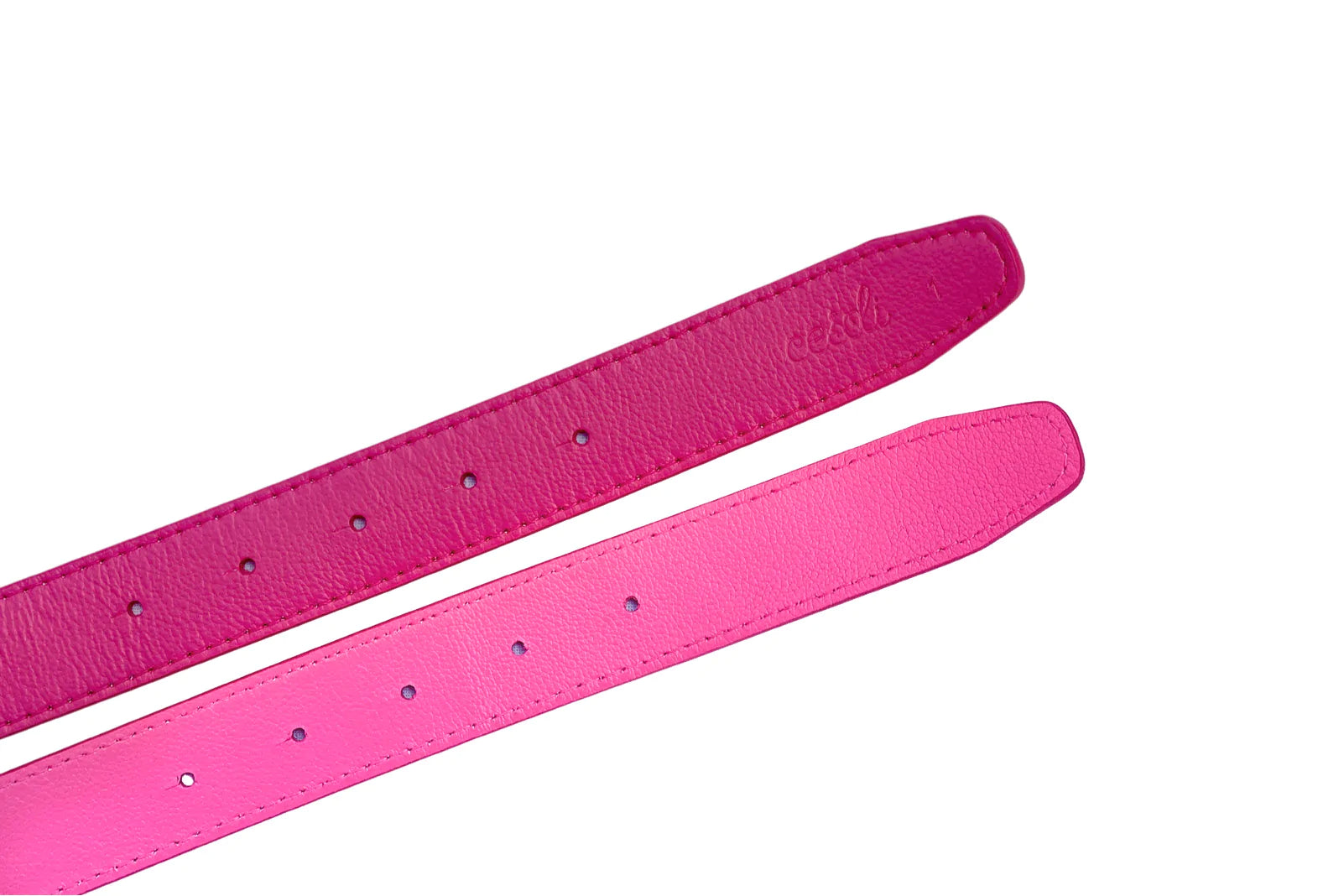 Croc Embossed Reversible Leather Belt: Raspberry/Flamingo