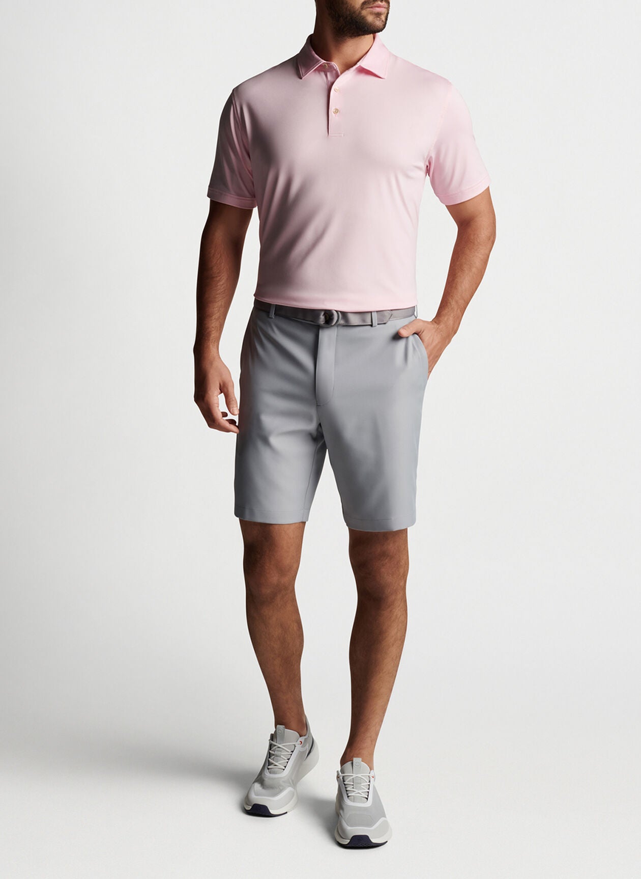 Solid Performance Jersey Polo (Sean Self Collar)- Palmer Pink