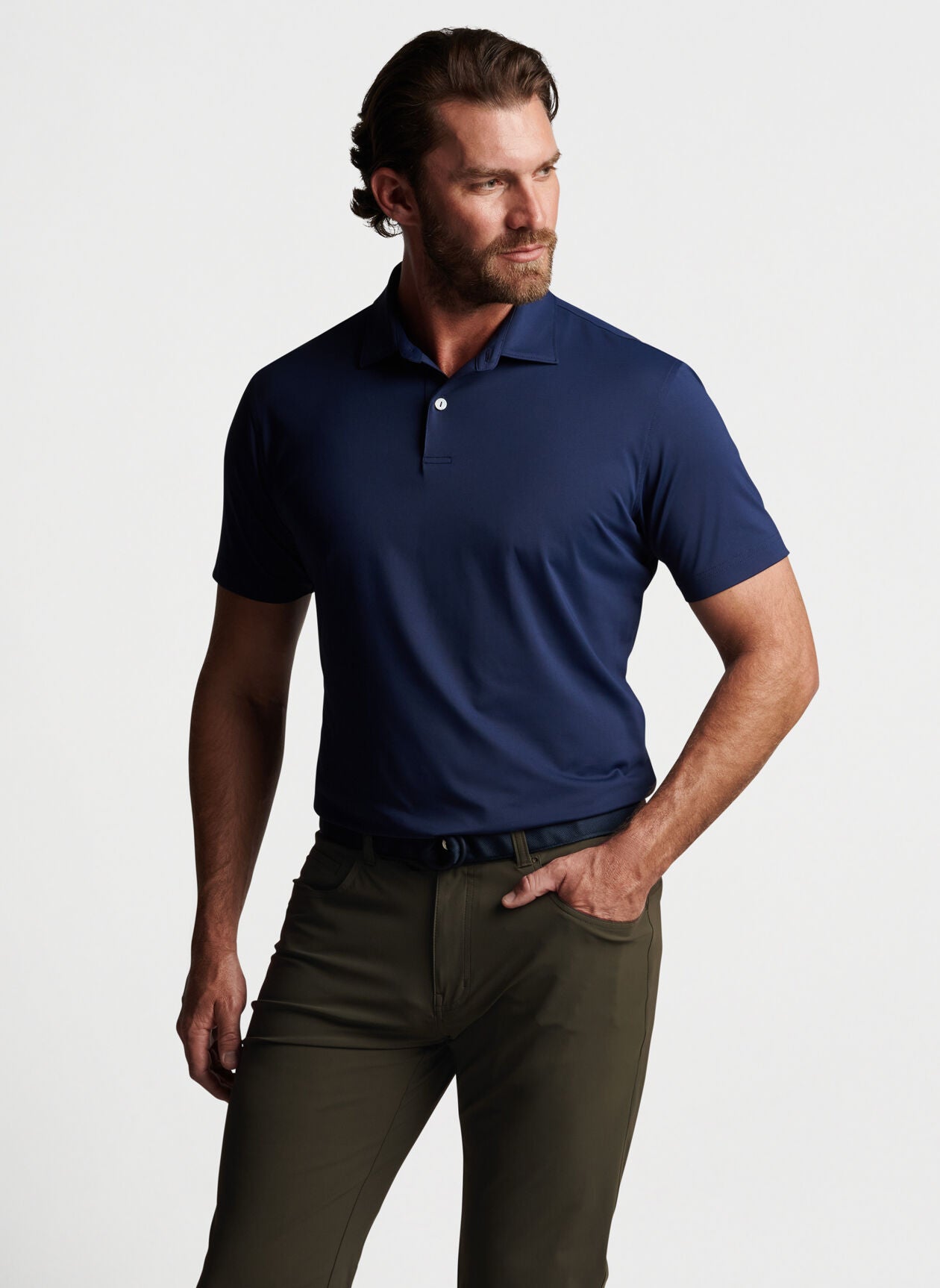 Solid Performance Jersey Polo- Navy