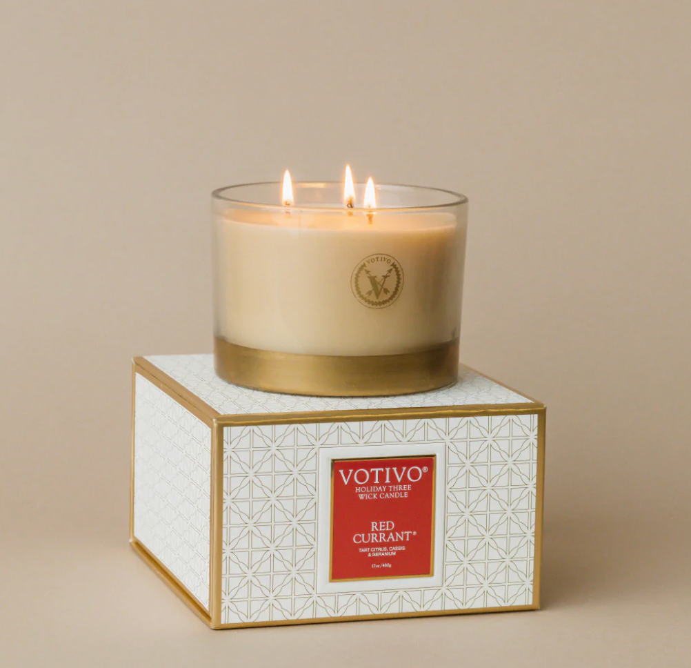Votivo- 3 Wick Red Currant Holiday Candle