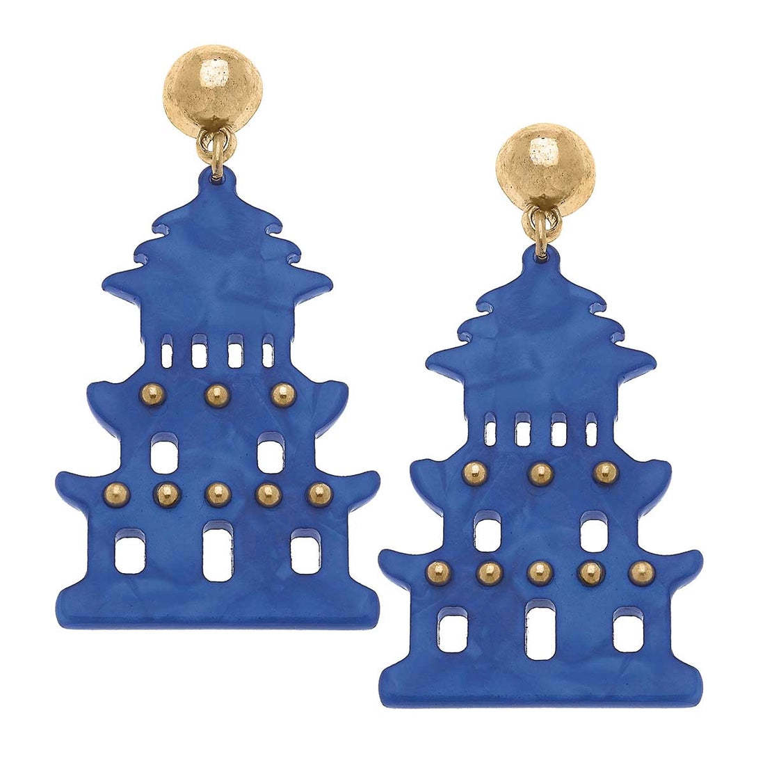 Pagoda Resin Statement Earring-  Two Colors