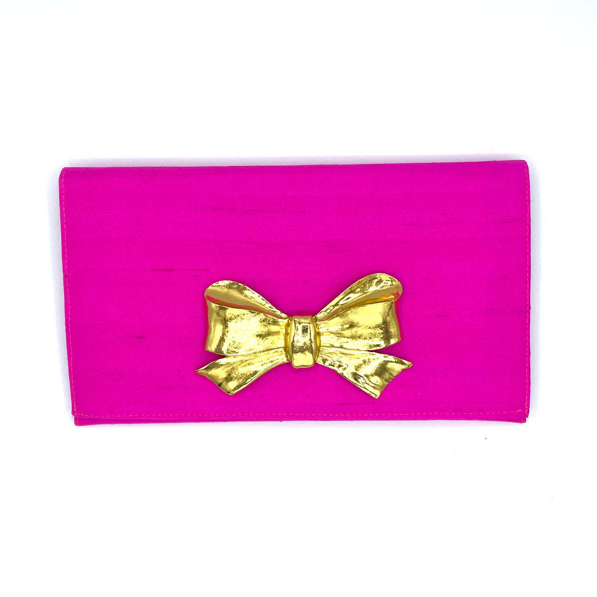Pink Silk Clutch w/ Oversized Bow